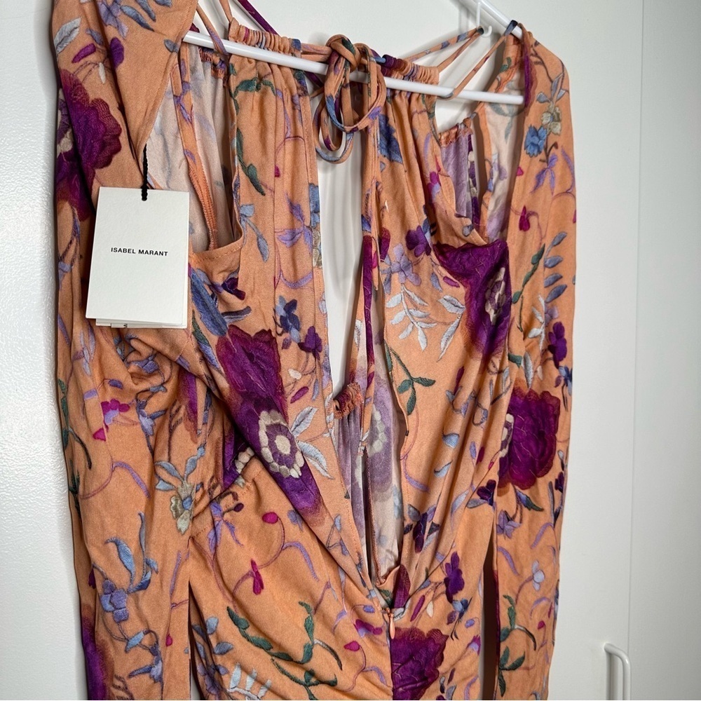 NWT Isabel Marant Jadessi Floral-Print Strappy Cutout Midi Dress Size 40 US 10 - Picture 6 of 11